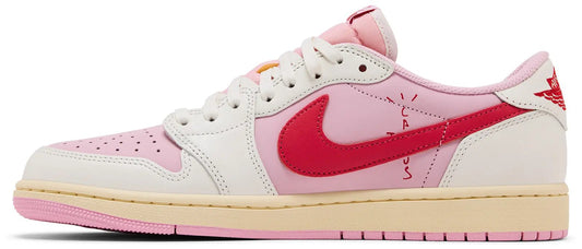 Jordan 1 Retro Low OG SP Travis Scott Shy Pink sneaker zijkant rechts