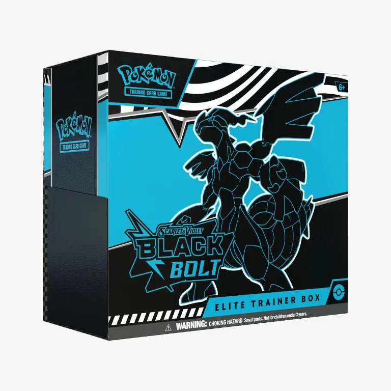 Voorkant van de Pokémon Black Bolt Elite Trainer Box met Zekrom-artwork