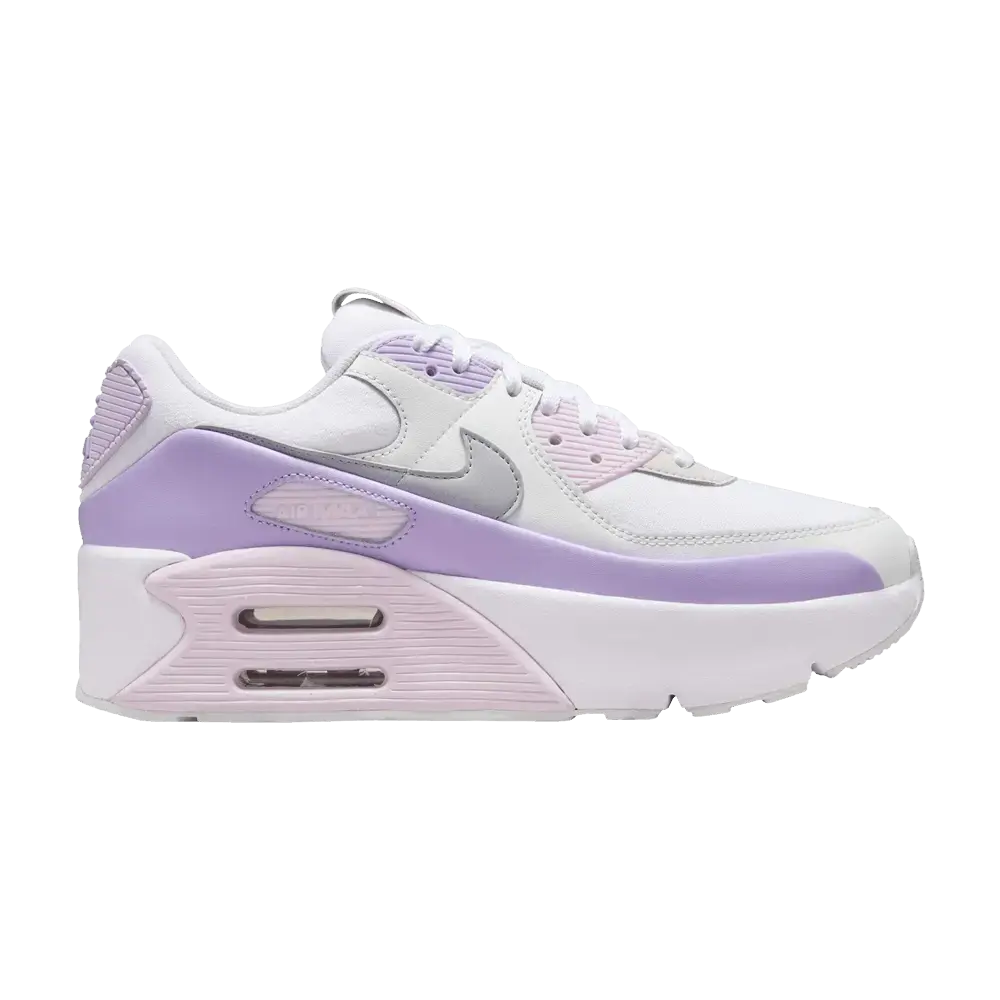 Nike Air Max 90 LV8 White Hydrangeas Summit White Wolf Grey (Women's) sneaker 1 - stylecode FD4328-113