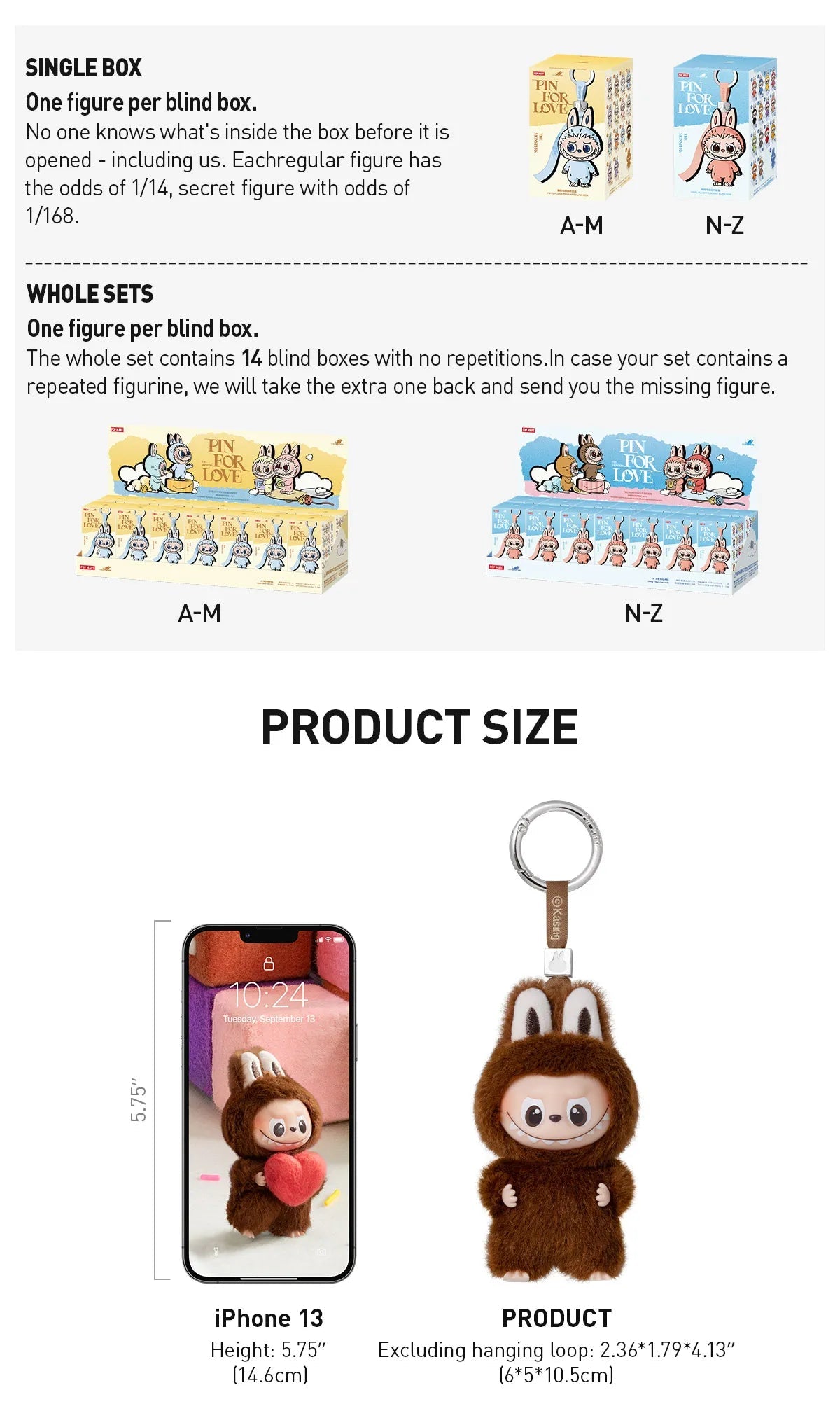 Pop Mart Labubu The Monsters - Pin for Love Series Letter Pendant (A - M) Blind Box - HYP3