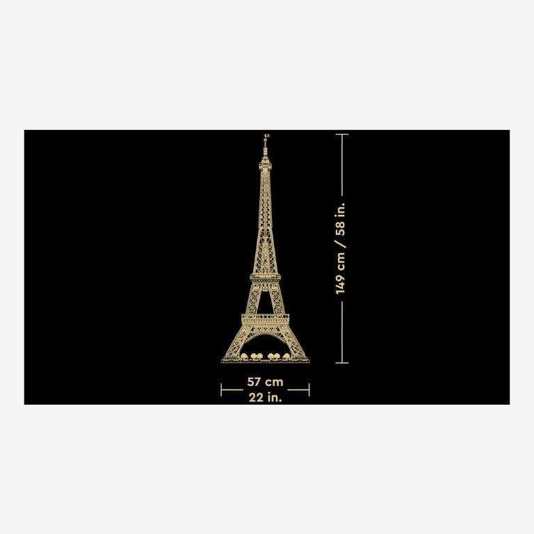 LEGO Icons Eiffeltoren 10307 – afmetingen van het bouwbare model in hoogte en breedte