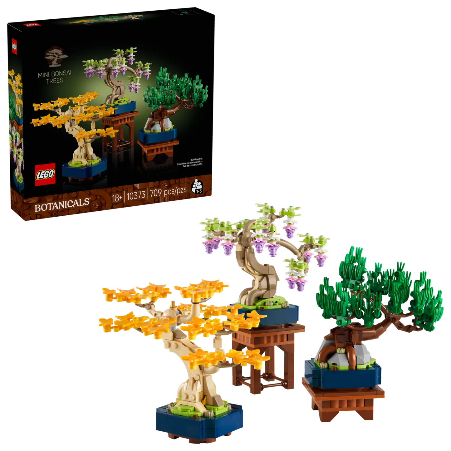 LEGO Botanicals 10373 productdoos met daarnaast de inhoud: zakjes met 709 onderdelen en bouwinstructies
