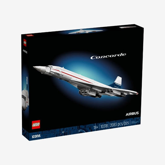 LEGO Icons 10318 Concorde vliegtuig – supersonische LEGO set voor volwassenen met standaard en realistische details