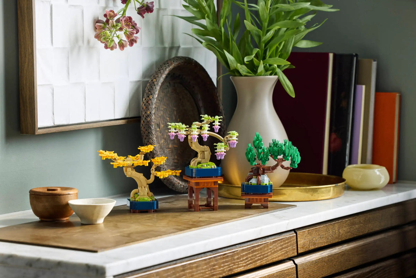 Close-up van de verwisselbare bladeren van de LEGO Botanicals 10373 bonsaiboompjes