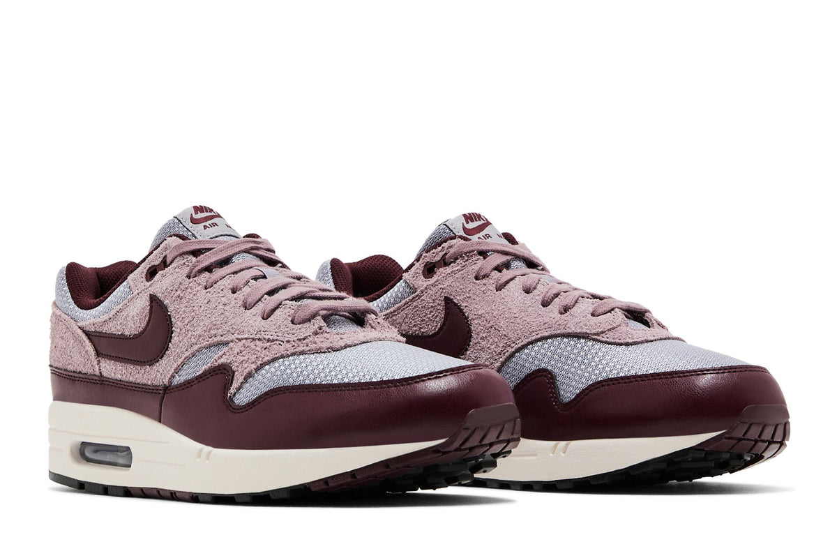 Nike Air Max 1 Essential PRM Cement Grey Burgundy Crush sneaker afbeelding 8 - stylecode FQ7327-001
