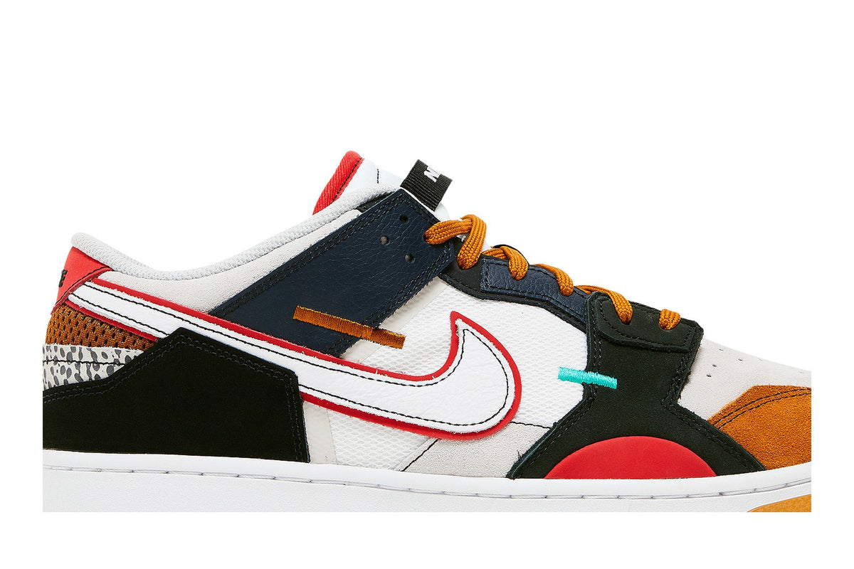 Nike Dunk Low Scrap Black Grey University Red sneaker afbeelding 2 - stylecode DN1775-001