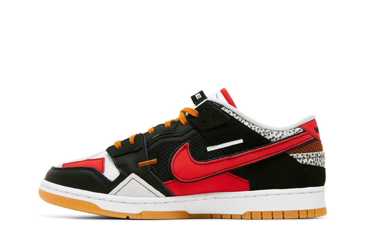 Nike Dunk Low Scrap Black Grey University Red sneaker afbeelding 3 - stylecode DN1775-001