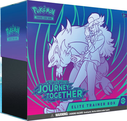 Pokémon TCG SV09 Journey Together Elite Trainer Box met Scarlet & Violet ontwerp en N’s Zorua artwork.