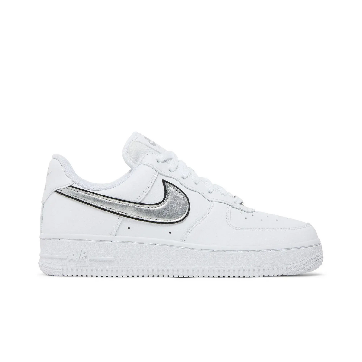 Nike Air Force 1 Low '07 Essential White Metallic Silver Black (Women's) sneaker 1 - stylecode DD1523-100
