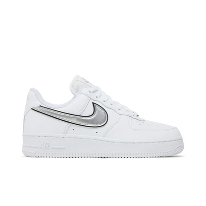 Nike Air Force 1 Low '07 Essential White Metallic Silver Black (Women's) sneaker 1 - stylecode DD1523-100
