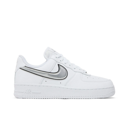 Nike Air Force 1 Low '07 Essential White Metallic Silver Black (Women's) sneaker 1 - stylecode DD1523-100