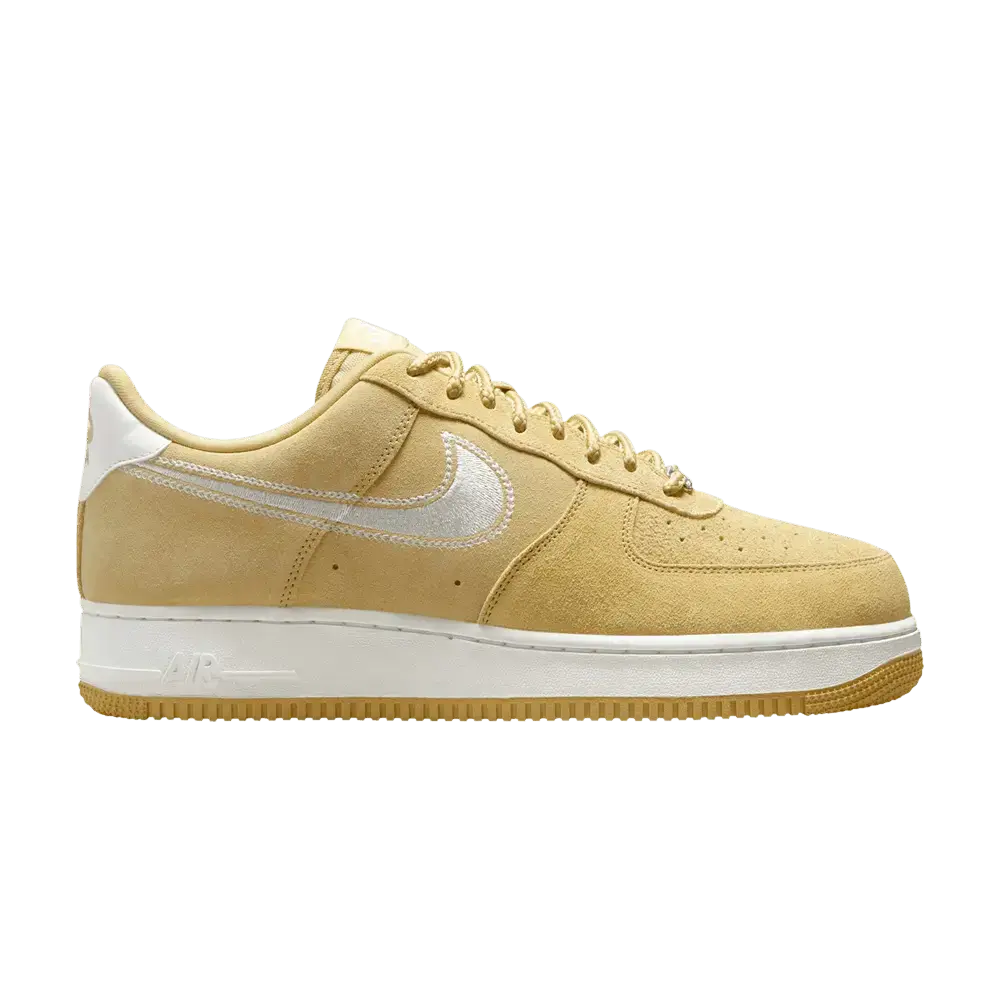 Nike Air Force 1 Low '07 LV8 Buff Gold Sail Embroidered Swoosh sneaker 1 - stylecode HJ4465-700