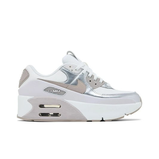 Nike Air Max 90 LV8 Summit White Vast Grey Metallic Platinum College Grey (Women's) sneaker 1 - stylecode IB0170-101