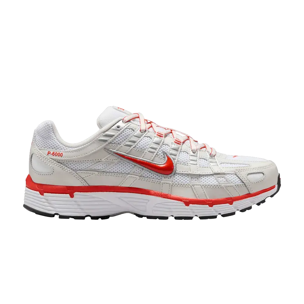 Nike P-6000 White Platinum Tint Black Picante Red (Women's) sneaker 1 - stylecode BV1021-107