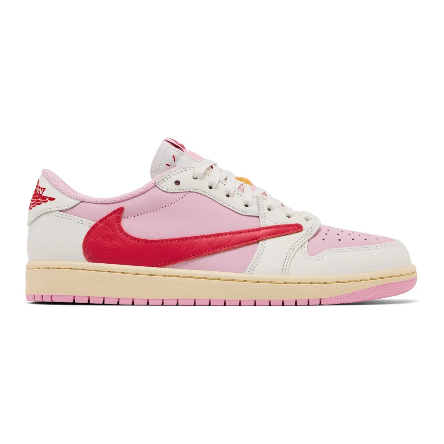 Jordan 1 Retro Low OG SP Travis Scott Sail Tropical Pink sneaker zijkant links