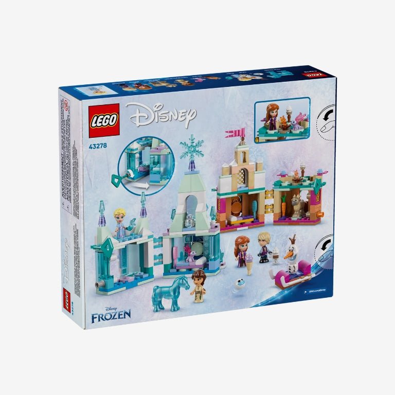 LEGO Disney 43278 – zijaanzicht van Arendelle kasteel en Elsa’s ijspaleis met Frozen personages