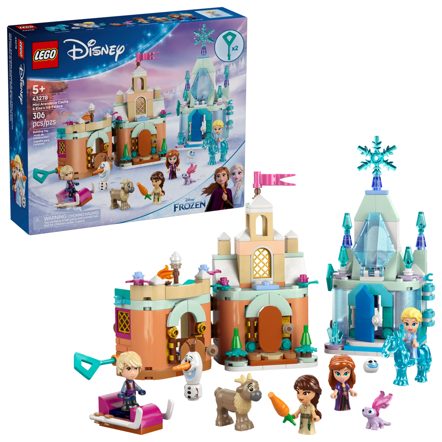 LEGO Disney 43278 – achterkant van de speelset met open deuren, kamers en stallen