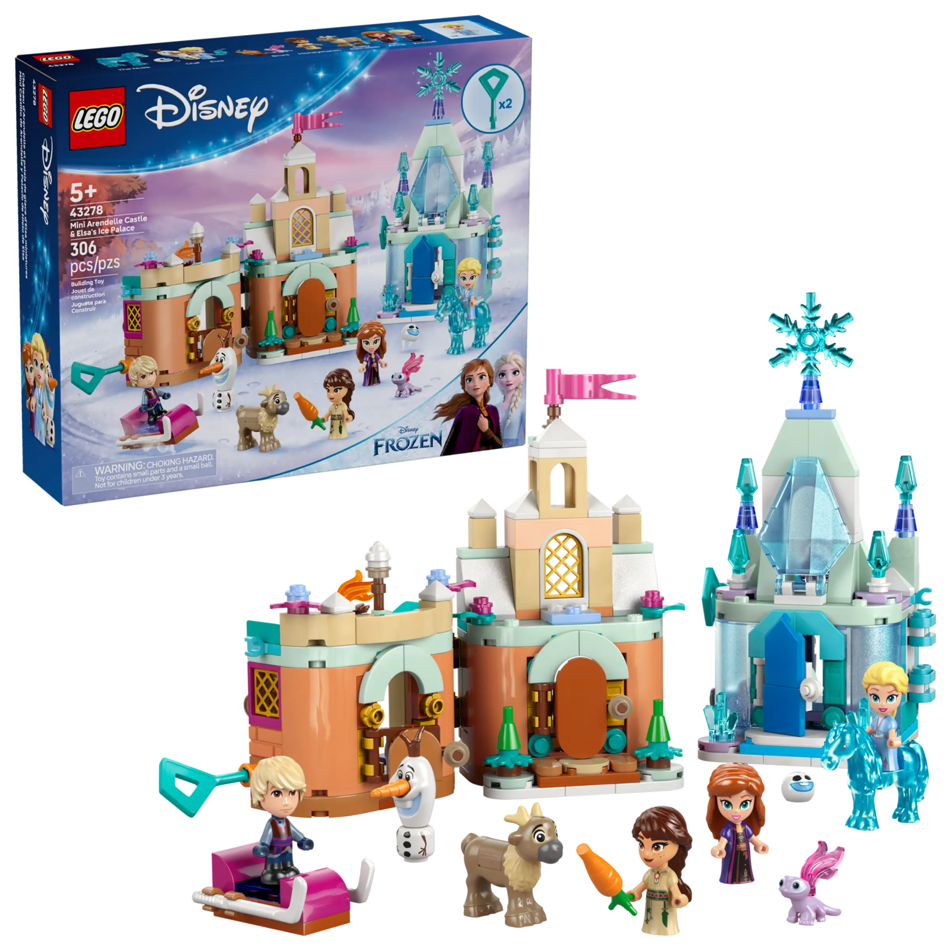 LEGO Disney 43278 – achterkant van de speelset met open deuren, kamers en stallen