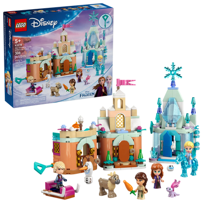 LEGO Disney 43278 – achterkant van de speelset met open deuren, kamers en stallen