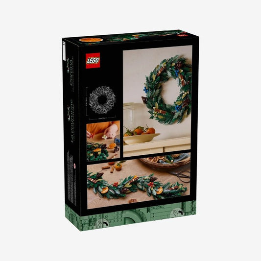 Achterkant van de LEGO 10340 Herfstkrans doos met functies en displayopties