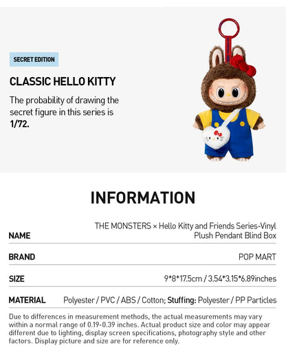 Pop Mart The Monsters Labubu x Hello Kitty and Friends Series Blind Box Vinyl Plush Pendant