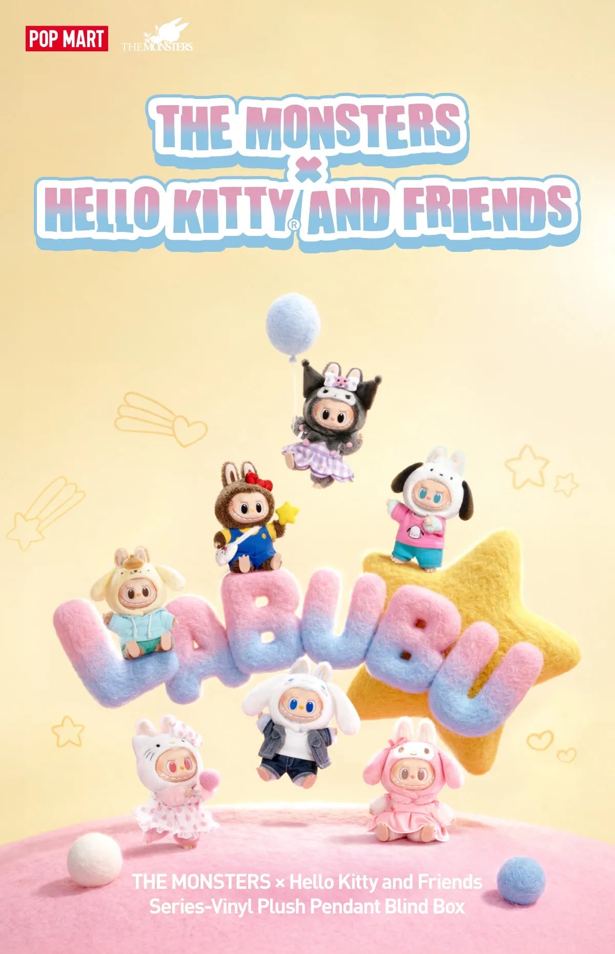 Pop Mart The Monsters Labubu x Hello Kitty and Friends Series Blind Box Vinyl Plush Pendant